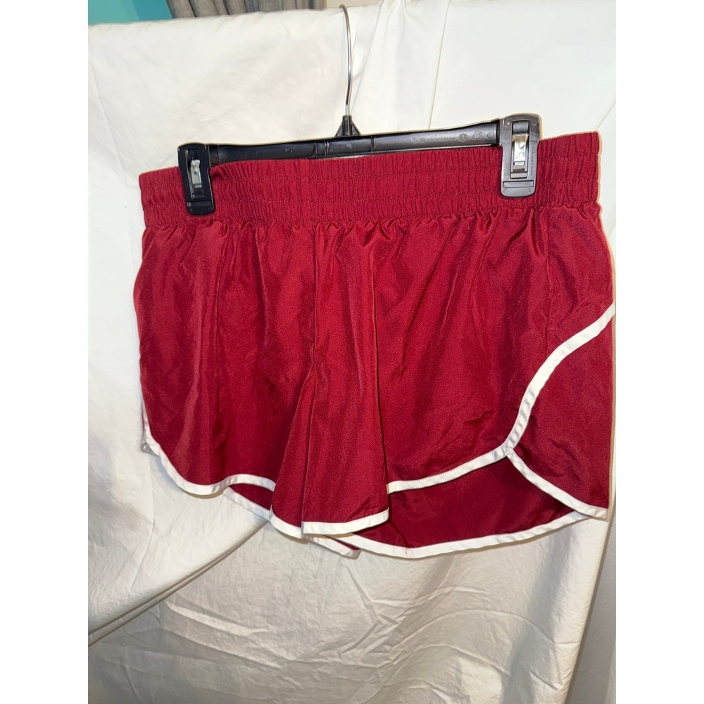 Athletic Works Red Running Shorts Women Large 12-14 Dolphin Hem Activewear Gym